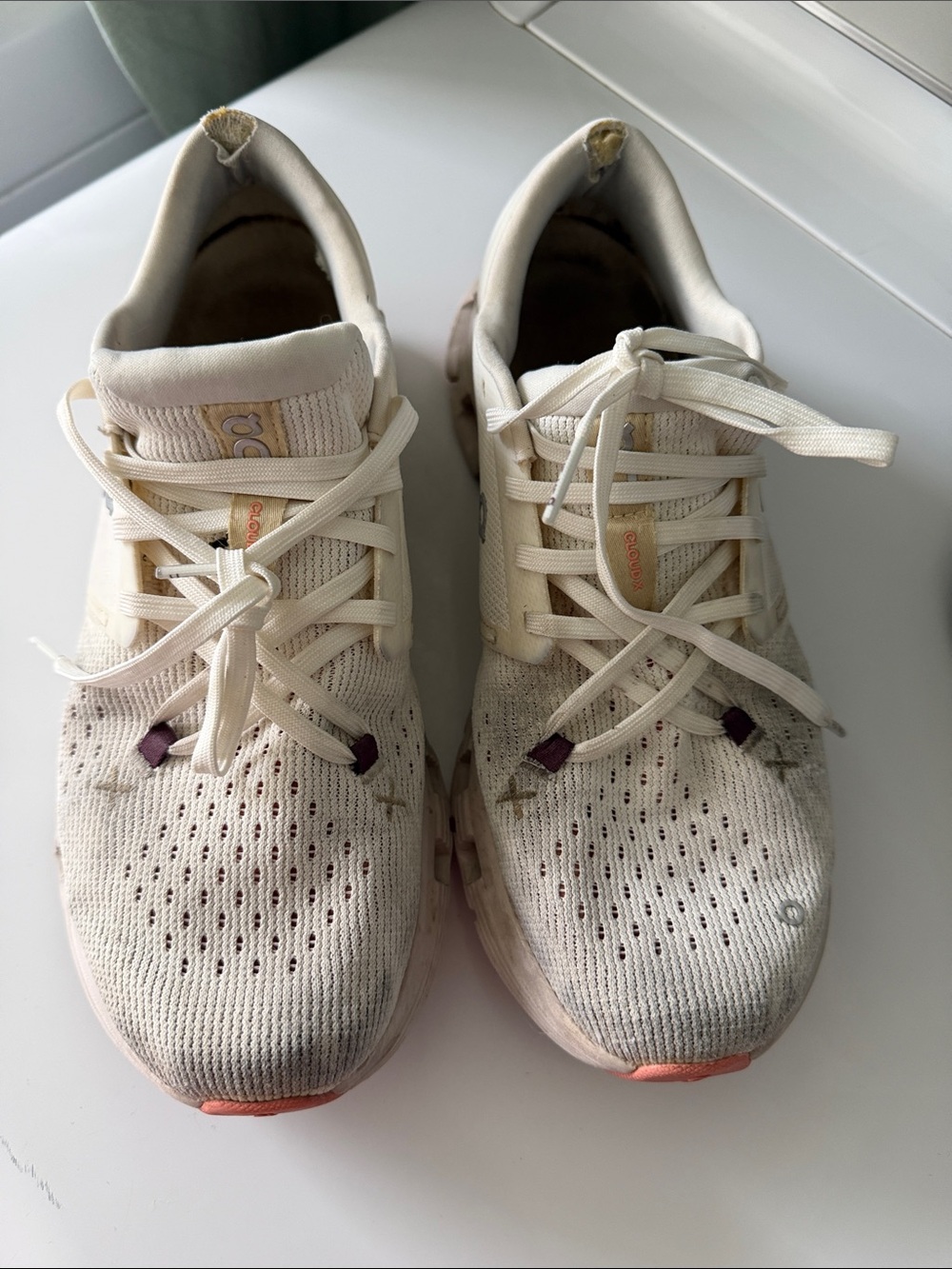 On Running Women’s Athletic Sneakers in Cream with Pink Accents